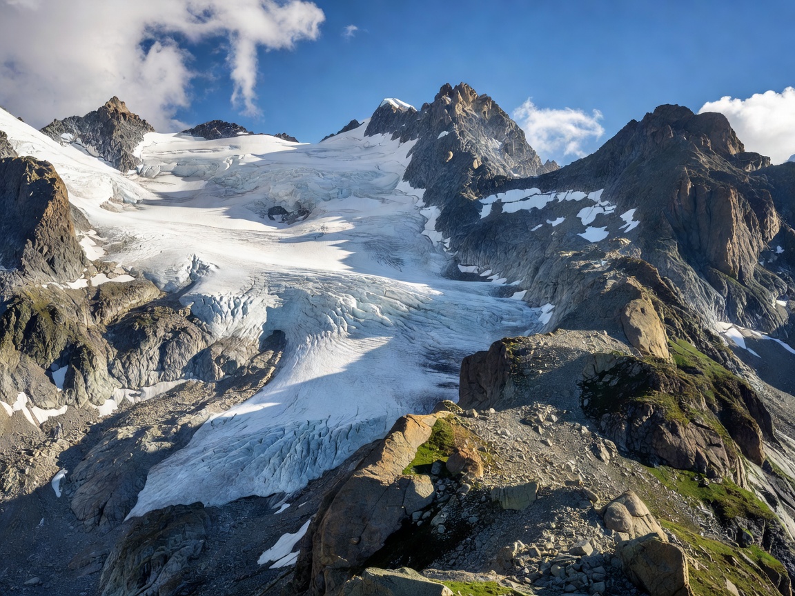 Pyrenees mountain range crest with deep glacial valley and jagged ridge
