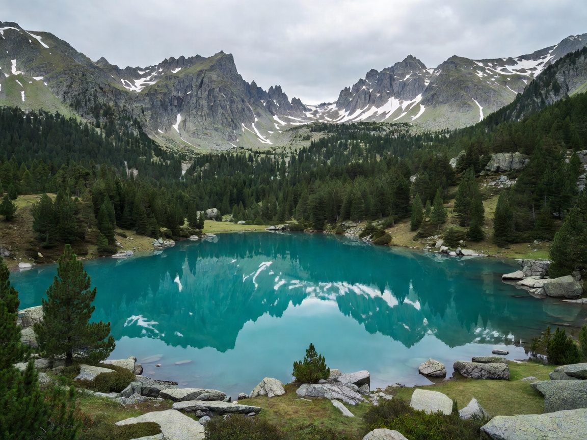 Turquoise alpine lake in Ordesa National Park Pyrenees